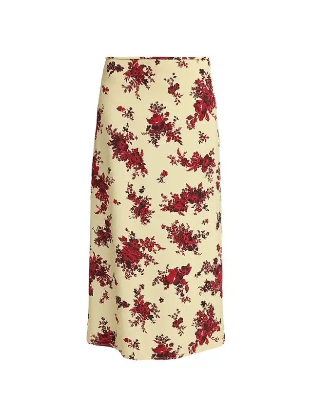 Jil Sander Women's Floral Enverse Satin Midi Skirt - Ruby Yellow