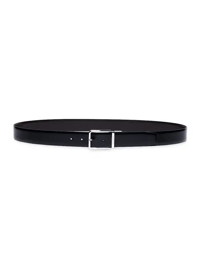 Santoni Men's Leather 35MM Reversible Belt - Black