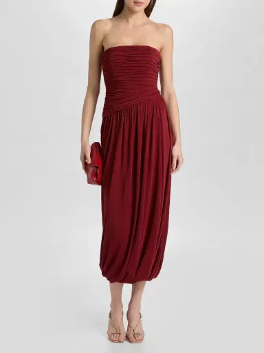 Cinq à Sept Women's Rosine Strapless Bubble-Hem Midi Dress - Berrywine | Thumbnail 2