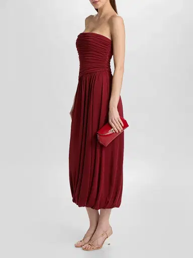 Cinq à Sept Women's Rosine Strapless Bubble-Hem Midi Dress - Berrywine | Thumbnail 3