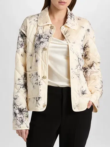 Cinq à Sept Women's Alexa Hand-Sketched Floral Jacket - Gardenia Black - Size XL | Thumbnail 3
