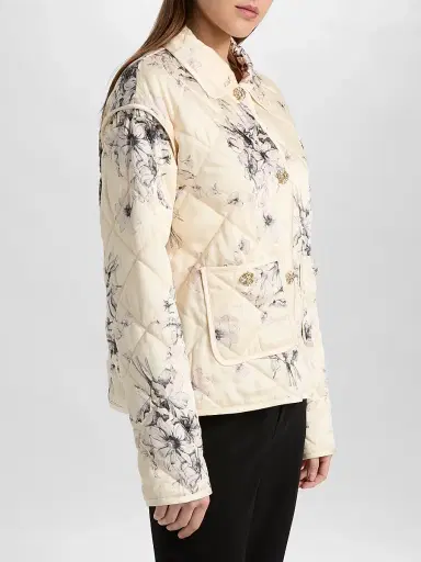 Cinq à Sept Women's Alexa Hand-Sketched Floral Jacket - Gardenia Black - Size XL | Thumbnail 4