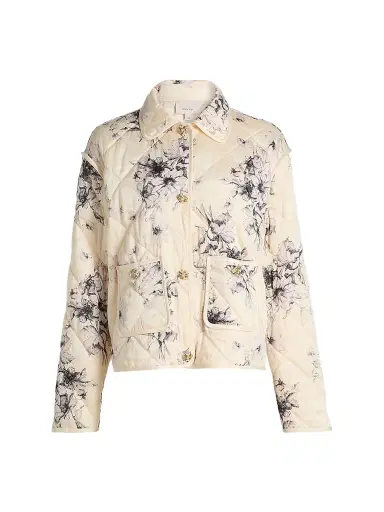 Cinq à Sept Women's Alexa Hand-Sketched Floral Jacket - Gardenia Black - Size XL | Thumbnail 1
