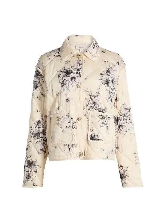 Cinq à Sept Women's Alexa Hand-Sketched Floral Jacket - Gardenia Black