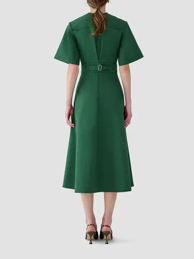 Carolina Herrera Women's Cotton Belted Shirtdress - Racing Green - Size 16 | Thumbnail 3 Carolina Herrera Women's Cotton Belted Shirtdress - Racing Green - Size 16 | Thumbnail 3