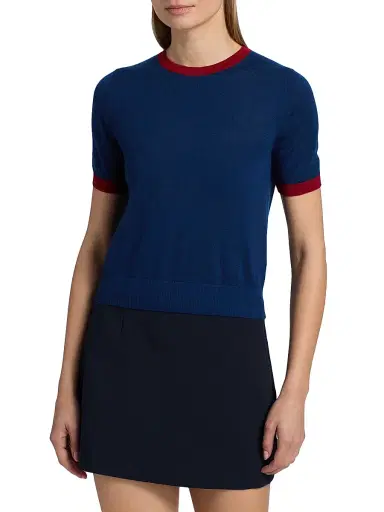 Guest In Residence Women's Airy Cashmere Knit Ringer T-Shirt | Thumbnail 3 Guest In Residence Women's Airy Cashmere Knit Ringer T-Shirt | Thumbnail 3