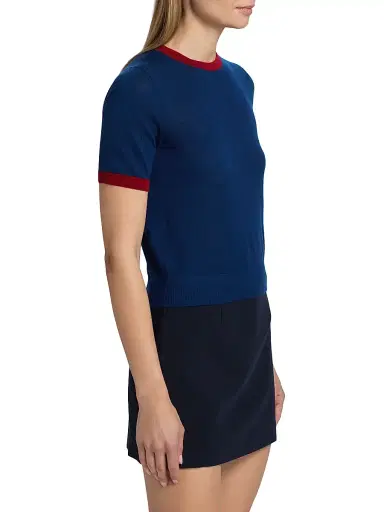 Guest In Residence Women's Airy Cashmere Knit Ringer T-Shirt | Thumbnail 4 Guest In Residence Women's Airy Cashmere Knit Ringer T-Shirt | Thumbnail 4