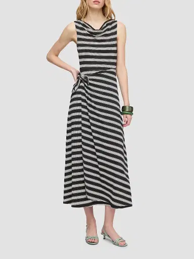 Hill House Home Women's The Jayne Dress - Black  Stripe | Thumbnail 2