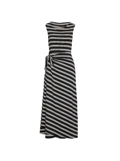 Hill House Home Women's The Jayne Dress - Black  Stripe | Thumbnail 1