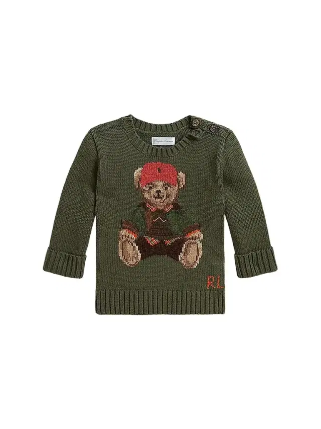 Polo Ralph Lauren Baby Boy's Polo Bear Sweater - Cruise Olive 6 Months