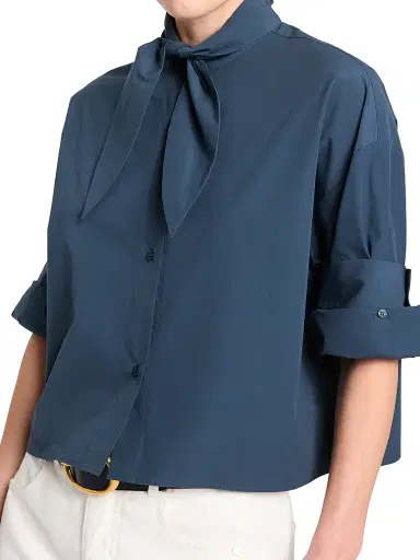 TWP Women's Tie One On Cotton Tieneck Shirt | Thumbnail 5 TWP Women's Tie One On Cotton Tieneck Shirt | Thumbnail 5