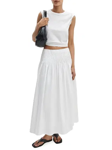 rag & bone Women's Elena Pintuck Cotton Poplin Maxi Skirt - White | Thumbnail 2 rag & bone Women's Elena Pintuck Cotton Poplin Maxi Skirt - White | Thumbnail 2