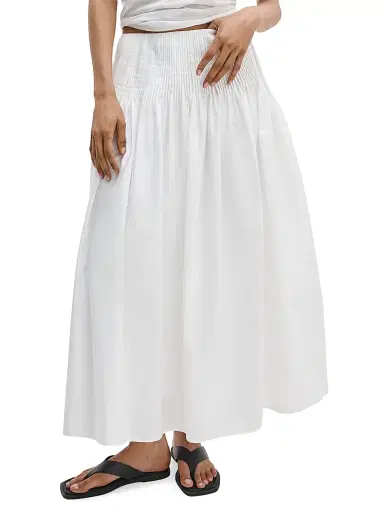 rag & bone Women's Elena Pintuck Cotton Poplin Maxi Skirt - White | Thumbnail 3 rag & bone Women's Elena Pintuck Cotton Poplin Maxi Skirt - White | Thumbnail 3