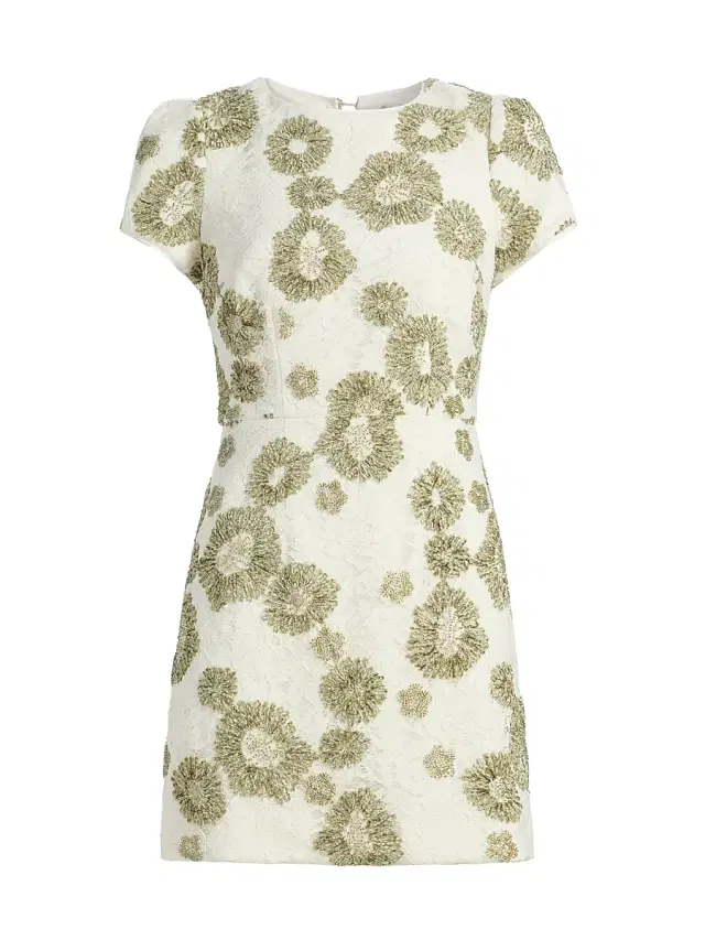 Milly Women's Daisy Beaded Embroidered Minidress - White Green