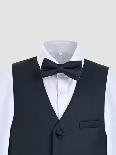 Moustache Little Boy's & Boy's Serge Vest & Bow Tie Outfit Set - Gray - Size 16 | Thumbnail 4