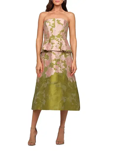 Kay Unger Women's Imogen Metallic Jacquard Tea-Length Cocktail Dress | Thumbnail 2