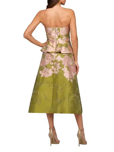 Kay Unger Women's Imogen Metallic Jacquard Tea-Length Cocktail Dress | Thumbnail 4