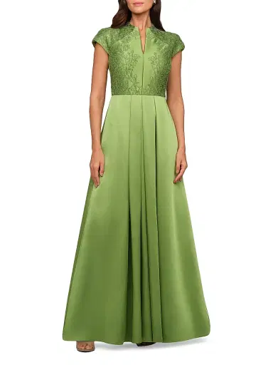 Kay Unger Women's Wrenley Beaded Satin Gown | Thumbnail 2 Kay Unger Women's Wrenley Beaded Satin Gown | Thumbnail 2