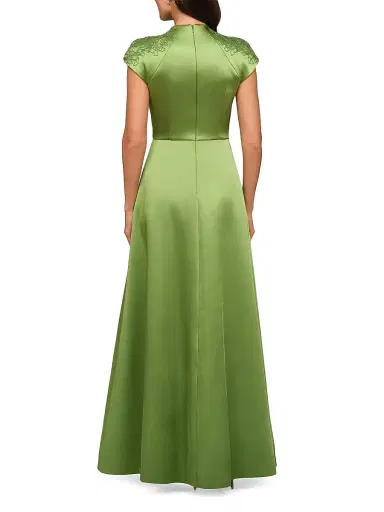 Kay Unger Women's Wrenley Beaded Satin Gown | Thumbnail 4 Kay Unger Women's Wrenley Beaded Satin Gown | Thumbnail 4
