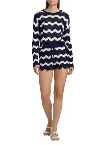 BEACH RIOT Women's Balboa Chevron Drawstring Shorts - Navy And White Tides - Size Large | Thumbnail 2 BEACH RIOT Women's Balboa Chevron Drawstring Shorts - Navy And White Tides - Size Large | Thumbnail 2