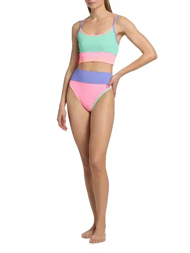 BEACH RIOT Women's Eva Bikini Top - Sherbert Shores - Size Large | Thumbnail 2