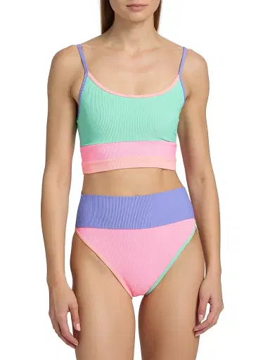 BEACH RIOT Women's Eva Bikini Top - Sherbert Shores - Size Large | Thumbnail 3