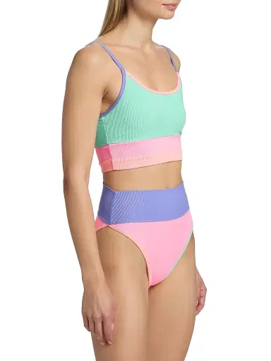 BEACH RIOT Women's Eva Bikini Top - Sherbert Shores - Size Large | Thumbnail 4