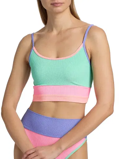 BEACH RIOT Women's Eva Bikini Top - Sherbert Shores - Size Large | Thumbnail 6