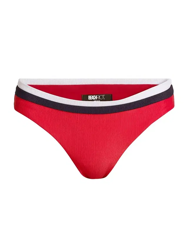 Beach Riot Women's Saffron Colorblocked Bikini Bottom - Crimson Firework