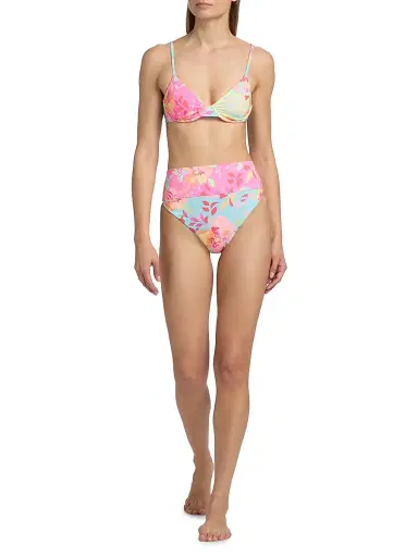 BEACH RIOT Women's Camilla Bloom Lagoon Bikini Top - Bloom Lagoon - Size Large | Thumbnail 2 BEACH RIOT Women's Camilla Bloom Lagoon Bikini Top - Bloom Lagoon - Size Large | Thumbnail 2