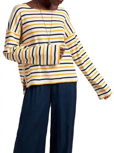 La Ligne Women's LS Breton T-Shirt - Ecru Mustard Navy | Thumbnail 2