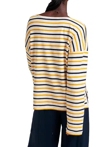 La Ligne Women's LS Breton T-Shirt - Ecru Mustard Navy | Thumbnail 3