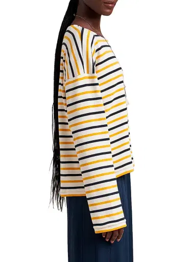 La Ligne Women's LS Breton T-Shirt - Ecru Mustard Navy | Thumbnail 4