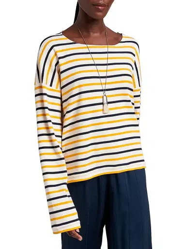 La Ligne Women's LS Breton T-Shirt - Ecru Mustard Navy | Thumbnail 5