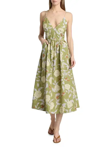 Tanya Taylor Women's Vivien Botanical Midi-Dress - Artichoke Lilac Multi | Thumbnail 2