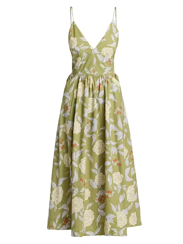 Tanya Taylor Women's Vivien Botanical Midi-Dress - Artichoke Lilac Multi