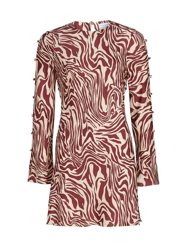 Tanya Taylor Women's Demi Button Sleeve Minidress - Redwood Cream Multi