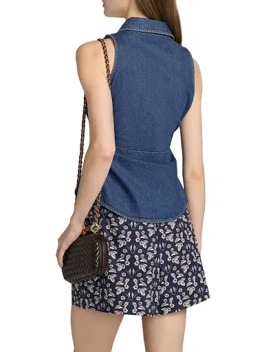 Tanya Taylor Women's Hanelle Sleeveless Denim Top - Classic Indigo Blue | Thumbnail 5 Tanya Taylor Women's Hanelle Sleeveless Denim Top - Classic Indigo Blue | Thumbnail 5