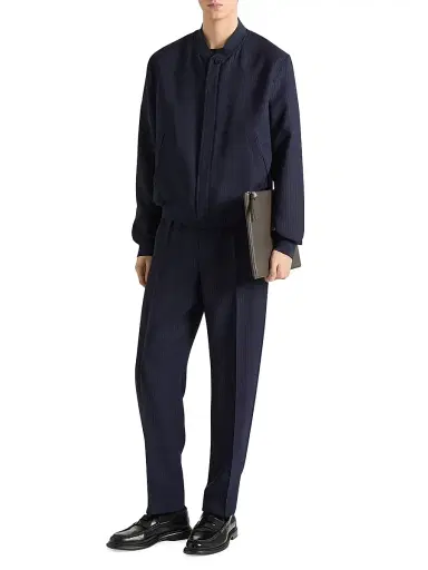 Givenchy Men's Striped Blouson Jacket in Wool - Navy - Size 46 | Thumbnail 2
