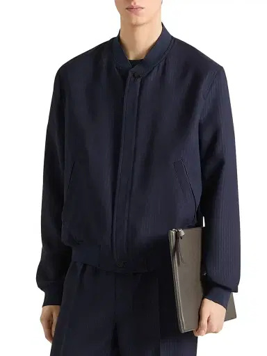 Givenchy Men's Striped Blouson Jacket in Wool - Navy - Size 46 | Thumbnail 4
