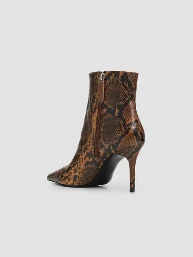 Schutz Women's Mikki Snake-Print Leather Ankle Boots - Pecan Brown | Thumbnail 4