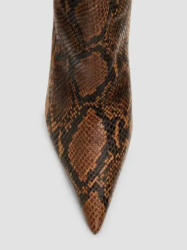 Schutz Women's Mikki Snake-Print Leather Ankle Boots - Pecan Brown | Thumbnail 5