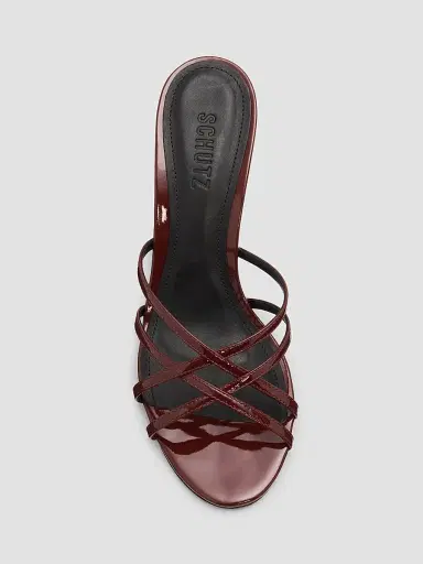 Schutz Women's Marion 100MM Slip-On Patent Leather Sandals - Port Burgundy | Thumbnail 5