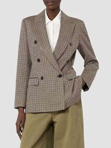 Max Mara Women's Double Breasted Houndstooth Jersey Blazer - Multicolor Black - Size 10 | Thumbnail 3 Max Mara Women's Double Breasted Houndstooth Jersey Blazer - Multicolor Black - Size 10 | Thumbnail 3
