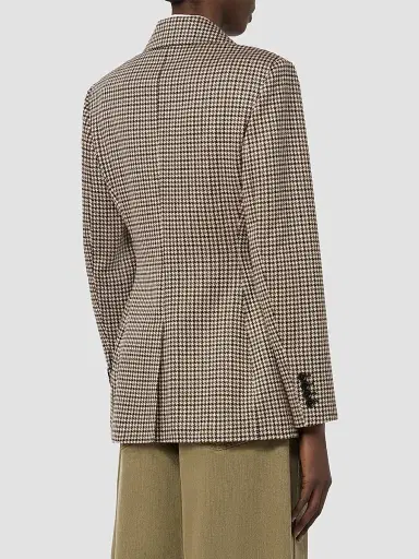Max Mara Women's Double Breasted Houndstooth Jersey Blazer - Multicolor Black - Size 10 | Thumbnail 4 Max Mara Women's Double Breasted Houndstooth Jersey Blazer - Multicolor Black - Size 10 | Thumbnail 4