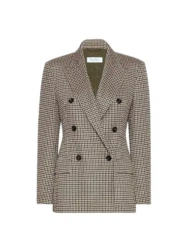 Max Mara Women's Double Breasted Houndstooth Jersey Blazer - Multicolor Black - Size 10 | Thumbnail 1 Max Mara Women's Double Breasted Houndstooth Jersey Blazer - Multicolor Black - Size 10 | Thumbnail 1
