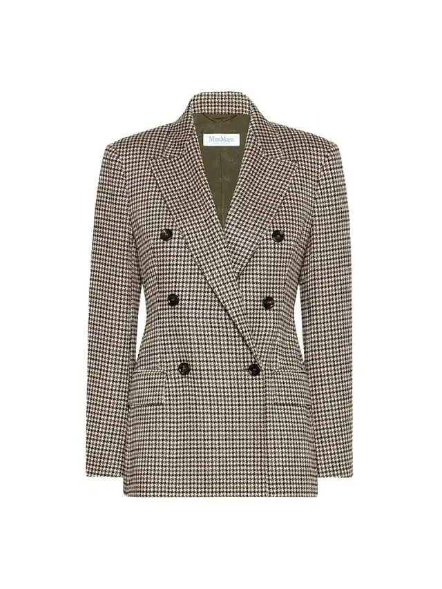Max Mara Women's Double Breasted Houndstooth Jersey Blazer - Multicolor Black