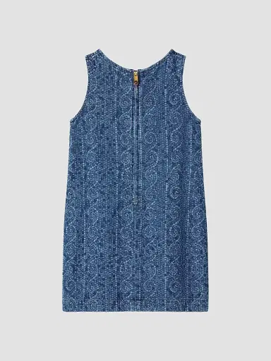 Versace Little Girl's & Girl's Cotton Greca Mosaic Denim Dress | Thumbnail 2