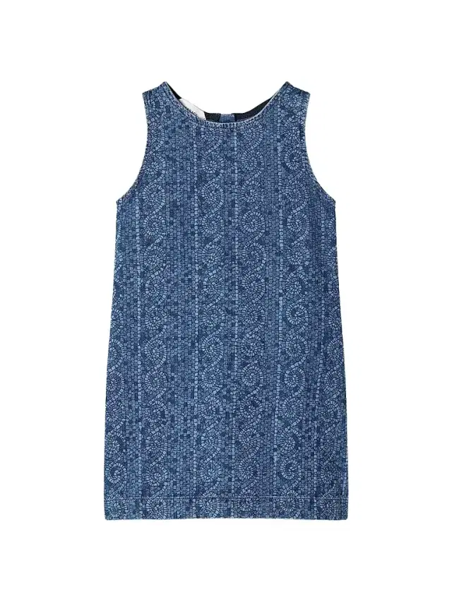 Versace Little Girl's & Girl's Cotton Greca Mosaic Denim Dress - Medium Blue