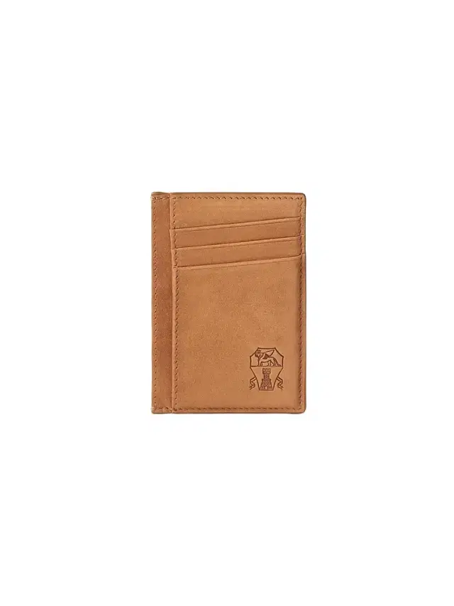 Brunello Cucinelli Men's Nubuck Card Holder - Cognac